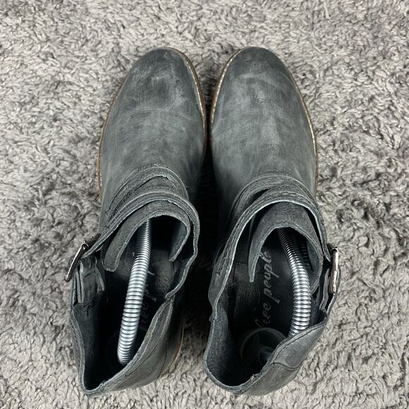 Free People Booties Womens 39 EU Leather Boho Grunge Biker Bohemian - Picture 6 of 9